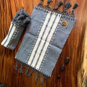 Mantel Individual en Telar de Pedal Gris con Crudo