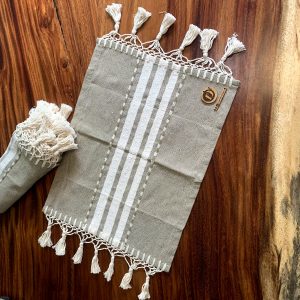 Mantel Individual en Telar de Pedal Beige con Crudo
