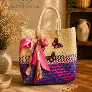 Bolsas de palma Rosa con Morado