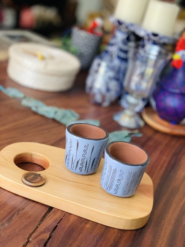 Juego de Mezcaleros Barro Bruñido Azul - Image 2