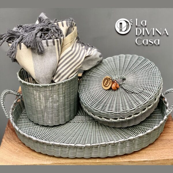 Set de rollizo de charola ovalada plata - Image 2