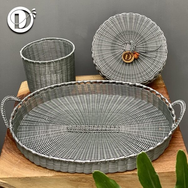 Set de rollizo de charola ovalada plata
