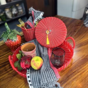 Set Charola ovalada roja