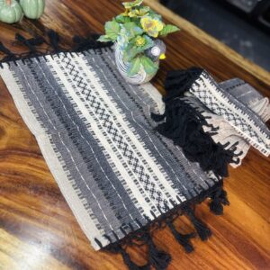 Mantel Individual en Telar de Pedal negro ,gris