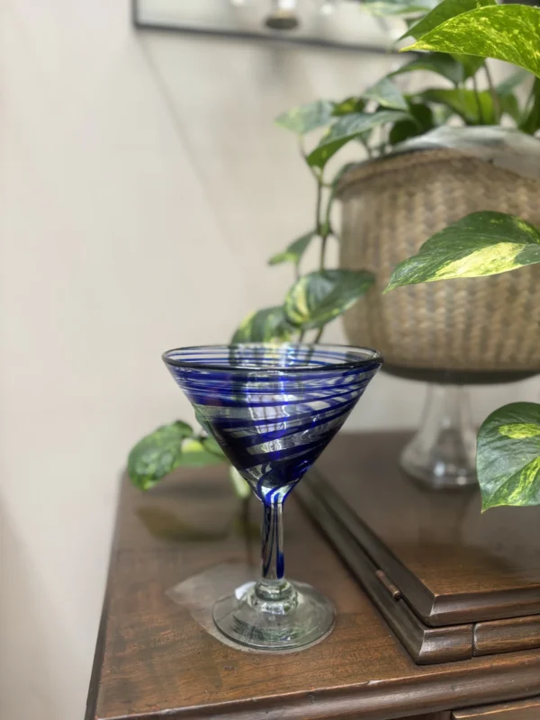 Copas en Vidrio Soplado azul Martini - Image 2