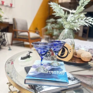 Copas en Vidrio Soplado azul Martini