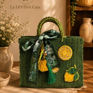 Bolsa Artesanal de Henequén Decorada – Verde Olivo